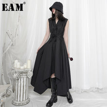 Load image into Gallery viewer, [EAM] Women Black Irregular Big Size Long Shirt Dress New Lapel Sleeveless Loose Fit Fashion Tide Spring Summer 2020 1U956
