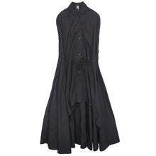 Load image into Gallery viewer, [EAM] Women Black Irregular Big Size Long Shirt Dress New Lapel Sleeveless Loose Fit Fashion Tide Spring Summer 2020 1U956
