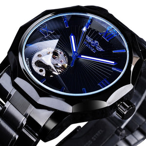 Jaragar 2020 Blue Glass Aviator Series Military True Men Sport Automatic Wrist Watch Top Brand Luxury Mechanical Male Clock Hour