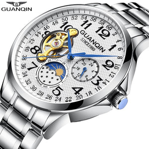 GUANQIN Sport Automatic Watch Men Luxury Watches Clock Men Man Skeleton Tourbillon Waterproof Mechanical Watch relogio masculino