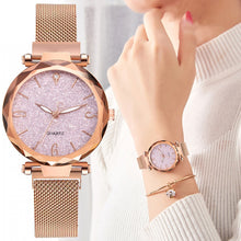 Load image into Gallery viewer, Rose Gold Women Watch 2020 Top Brand Luxury Magnetic Starry Sky Lady Wrist Watch Mesh Female Clock For Dropship relogio feminino
