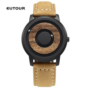 EUTOUR minimalist Novelty Wood Dial Scaleless Magnetic Watch Belt Natural Forest Fashion Men's Couple Watch