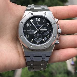 watch men luxury steel quartz watch men business chronograph watch sports Wristwatches 30M waterproof