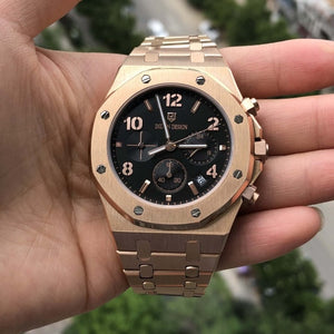 watch men luxury steel quartz watch men business chronograph watch sports Wristwatches 30M waterproof