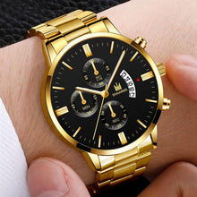 Load image into Gallery viewer, Men luxury business Military Quartz watch golden stainless steel band men watches Date calendar male clock Relogio direct watch
