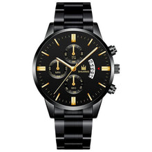 Load image into Gallery viewer, Men luxury business Military Quartz watch golden stainless steel band men watches Date calendar male clock Relogio direct watch
