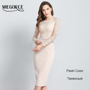 MIEGOFCE 2020 New Design Summer Women Dresses to The Knee Fashion Spring Female Casual Office Pencil Dresses Fitted Hot Selling