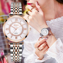 Load image into Gallery viewer, Women Watches Top Brand Luxury 2020 Fashion Diamond Ladies Wristwatches Stainless Steel Silver Mesh Strap Female Quartz Watch
