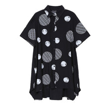 Load image into Gallery viewer, [EAM] Women Black Dot Printed Big Size Irrgular Blouse New Lapel Half Sleeve Loose Fit Shirt Fashion Spring Summer 2020 1U914
