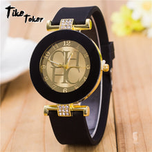 Load image into Gallery viewer, 2020 Hot sale Fashion Black Geneva Casual CHHC Quartz Women watches Crystal Silicone Watches Relogio Feminino men&#39;s Wrist Watch
