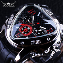 Load image into Gallery viewer, Jaragar Sport Racing Design Geometric Triangle Pilot Genuine Leather Men Mechanical Watch Top Brand Luxury Automatic Wrist Watch
