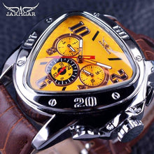 Load image into Gallery viewer, Jaragar Sport Racing Design Geometric Triangle Pilot Genuine Leather Men Mechanical Watch Top Brand Luxury Automatic Wrist Watch
