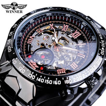 Load image into Gallery viewer, Winner Mechanical Sport Design Bezel Golden Watch Mens Watches Top Brand Luxury Montre Homme Clock Men Automatic Skeleton Watch
