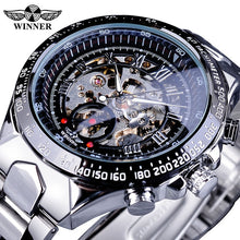 Load image into Gallery viewer, Winner Mechanical Sport Design Bezel Golden Watch Mens Watches Top Brand Luxury Montre Homme Clock Men Automatic Skeleton Watch
