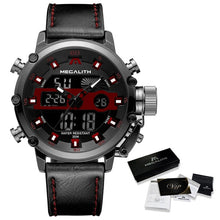 Load image into Gallery viewer, Relogio Masculino MEGALITH Sport Waterproof Watches Men Luminous Dual Display Alarm Top Brand Luxury Quartz Watch Wholesale 8051
