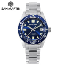 Load image into Gallery viewer, San Martin 62MAS Sapphire Diver Watch Stainless Steel NH35 Automatic Men Mechanical Watches Date Sunray 300M Waterproof Luminous
