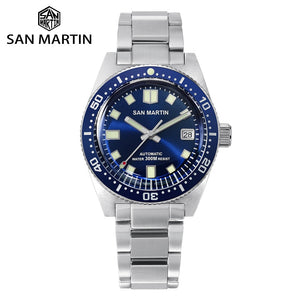 San Martin 62MAS Sapphire Diver Watch Stainless Steel NH35 Automatic Men Mechanical Watches Date Sunray 300M Waterproof Luminous