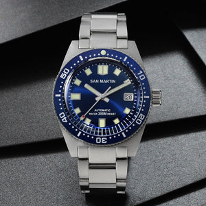 San Martin 62MAS Sapphire Diver Watch Stainless Steel NH35 Automatic Men Mechanical Watches Date Sunray 300M Waterproof Luminous