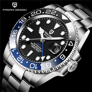 PAGANI DESIGN 40mm Automatic Mechanical Men's Watches GMT Sapphire 100M Waterproof Man Watch relogio masculino Men Clock