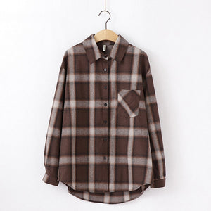 2020 Fashion Women Plaid Shirt Chic Checked Blouse Long Sleeve Female Casual Print Shirts Loose Cotton Tops Blusas