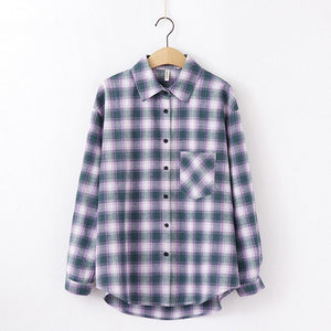 2020 Fashion Women Plaid Shirt Chic Checked Blouse Long Sleeve Female Casual Print Shirts Loose Cotton Tops Blusas