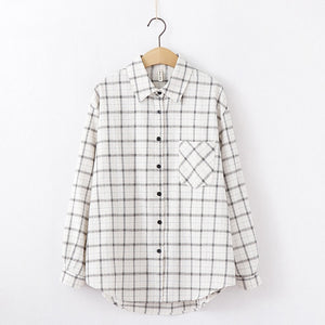 2020 Fashion Women Plaid Shirt Chic Checked Blouse Long Sleeve Female Casual Print Shirts Loose Cotton Tops Blusas