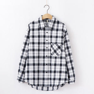 2020 Fashion Women Plaid Shirt Chic Checked Blouse Long Sleeve Female Casual Print Shirts Loose Cotton Tops Blusas