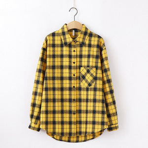 2020 Fashion Women Plaid Shirt Chic Checked Blouse Long Sleeve Female Casual Print Shirts Loose Cotton Tops Blusas