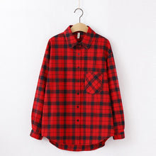 Load image into Gallery viewer, 2020 Fashion Women Plaid Shirt Chic Checked Blouse Long Sleeve Female Casual Print Shirts Loose Cotton Tops Blusas
