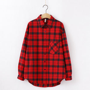 2020 Fashion Women Plaid Shirt Chic Checked Blouse Long Sleeve Female Casual Print Shirts Loose Cotton Tops Blusas