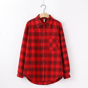 2020 Fashion Women Plaid Shirt Chic Checked Blouse Long Sleeve Female Casual Print Shirts Loose Cotton Tops Blusas