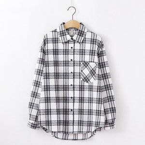 2020 Fashion Women Plaid Shirt Chic Checked Blouse Long Sleeve Female Casual Print Shirts Loose Cotton Tops Blusas