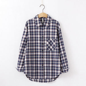 2020 Fashion Women Plaid Shirt Chic Checked Blouse Long Sleeve Female Casual Print Shirts Loose Cotton Tops Blusas