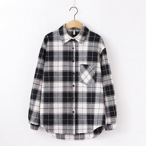 2020 Fashion Women Plaid Shirt Chic Checked Blouse Long Sleeve Female Casual Print Shirts Loose Cotton Tops Blusas