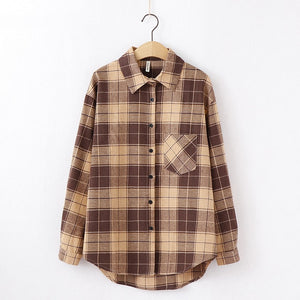 2020 Fashion Women Plaid Shirt Chic Checked Blouse Long Sleeve Female Casual Print Shirts Loose Cotton Tops Blusas