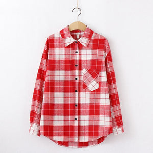 2020 Fashion Women Plaid Shirt Chic Checked Blouse Long Sleeve Female Casual Print Shirts Loose Cotton Tops Blusas