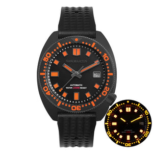 San Martin Diver Black Warrior 6105 Turtle Colorful Super Luminous NH35 Automatic Mechanical Men Watch 20Bar Sapphire Date