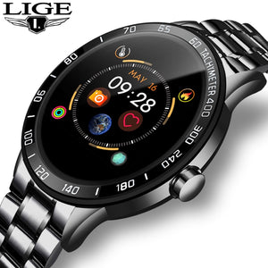 LIGE 2020 New steel smart watch men  smart watch sport For iPhone Heart rate blood pressure Fitness tracker Creative smartwatch