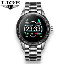 Load image into Gallery viewer, LIGE 2020 New steel smart watch men  smart watch sport For iPhone Heart rate blood pressure Fitness tracker Creative smartwatch
