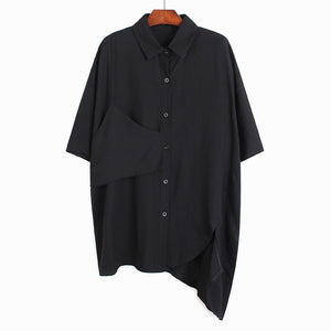 [EAM] Women Black Irregular Big Size Blouse New Lapel Three-quarter Sleeve Loose Fit Shirt Fashion Spring Summer 2020 1U398