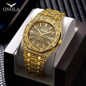 fashion watch men Brand ONOLA 2020 new luxury classic designer stainless steel band gold watches for men reloj hombre