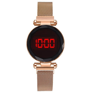 Fashion 2020 Magnetic Women Watches Rose Gold Stainless Steel Mesh Strap Ladies Electronic Wristwatches Minimalist Female Clock