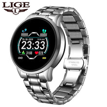 Load image into Gallery viewer, LIGE 2020 New steel smart watch men  smart watch sport For iPhone Heart rate blood pressure Fitness tracker Creative smartwatch

