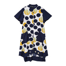 Load image into Gallery viewer, [EAM] Women Dot Printed Irregular Big Size Shirt Dress New Stand Collar Short Sleeve Loose Fit Fashion Spring Summer 2020 1W181
