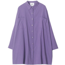 Load image into Gallery viewer, [EAM] Women Purple Big Pocket Big Size Blouse New Lapel Three-quarter Sleeve Loose Fit Shirt Fashion Spring Summer 2020 1W787
