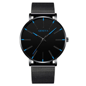 GENENA Luxury Men‘s Watch Fashion Mens Watches Brand Blue Mesh Belt Business Watch Men Quartz Wristwatch Clock Relogio Masculino