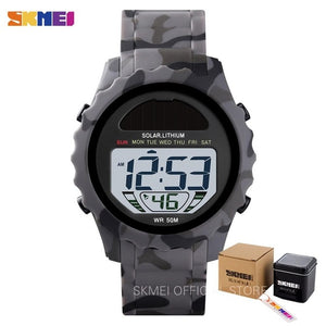 SKMEI Solar Supply Digital Watch Men Lithium Battery Sport Mens Wristwatches Waterproof Date Chrono Watches For Male montre 1585