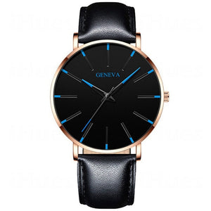 Men's Fashion Ultra Thin Watches Simple Men Business Stainless Steel Mesh Belt Quartz Watch Leather Strap Gift for Boyfriend