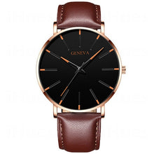 Load image into Gallery viewer, Men&#39;s Fashion Ultra Thin Watches Simple Men Business Stainless Steel Mesh Belt Quartz Watch Leather Strap Gift for Boyfriend
