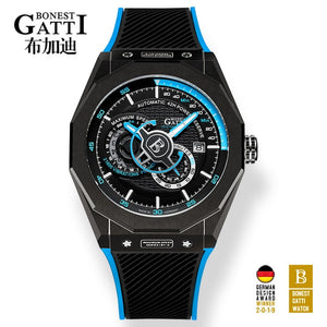 Automatic Mechanical Watch Men Top Brand GATTI Luxury Leather Mens Wristwatches Waterproof Sports Blue Watches Relogio Masculino